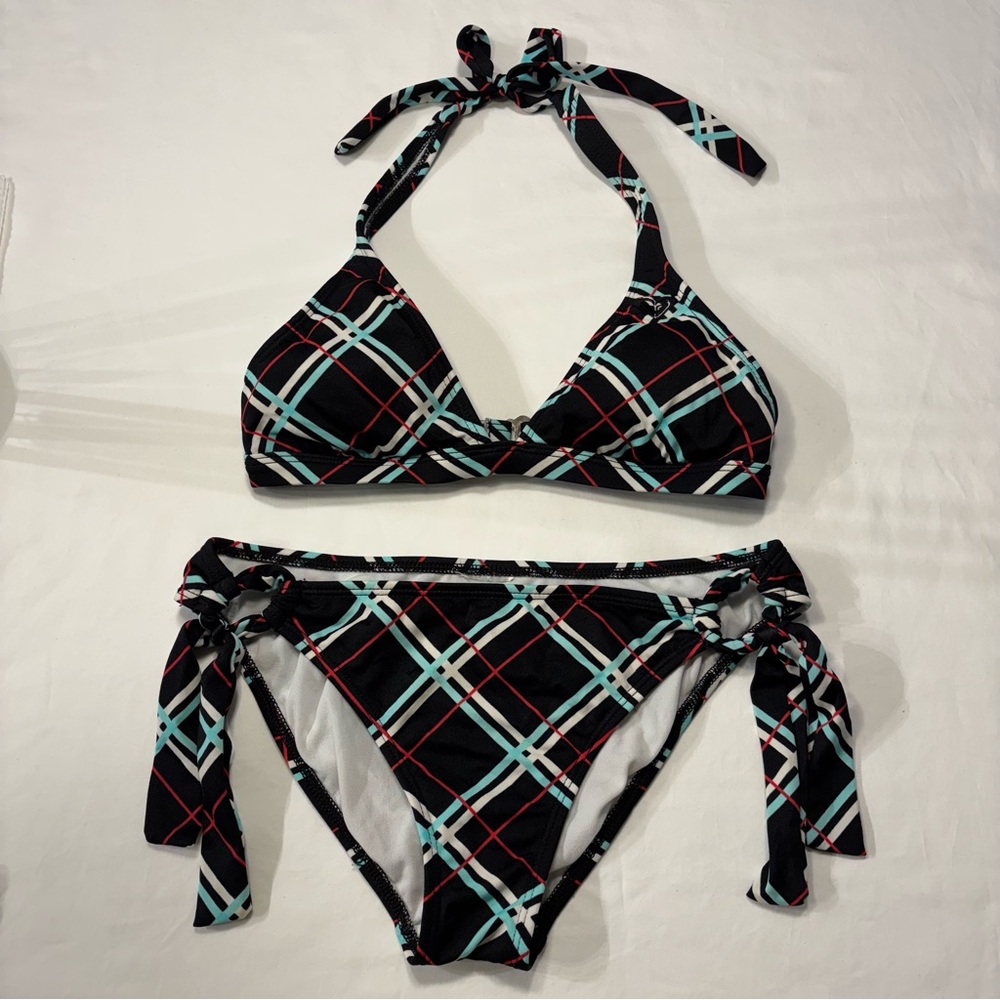 Roxy Black and Blue Plaid Bikini